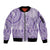 Purple Niue Language Week Sleeve Zip Bomber Jacket The Rock Coconut Crab - Siapo Pattern