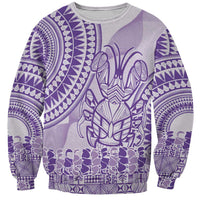 Purple Niue Language Week Sweatshirt The Rock Coconut Crab - Siapo Pattern LT14 Unisex Purple - Polynesian Pride