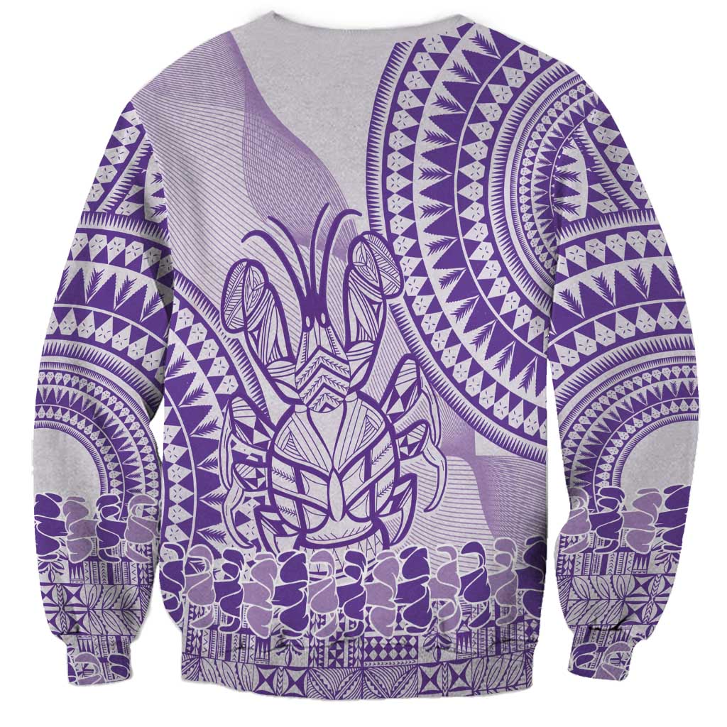 Purple Niue Language Week Sweatshirt The Rock Coconut Crab - Siapo Pattern LT14 - Polynesian Pride