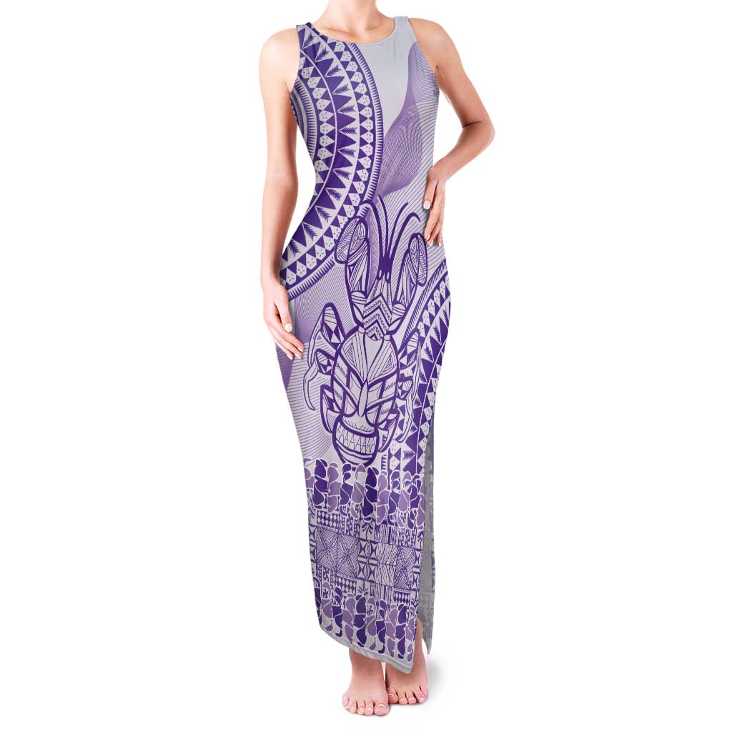 Purple Niue Language Week Tank Maxi Dress The Rock Coconut Crab - Siapo Pattern