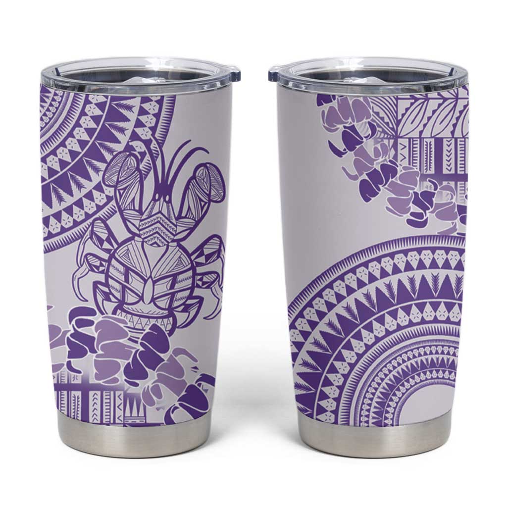 Purple Niue Language Week Tumbler Cup The Rock Coconut Crab - Siapo Pattern LT14 Purple - Polynesian Pride