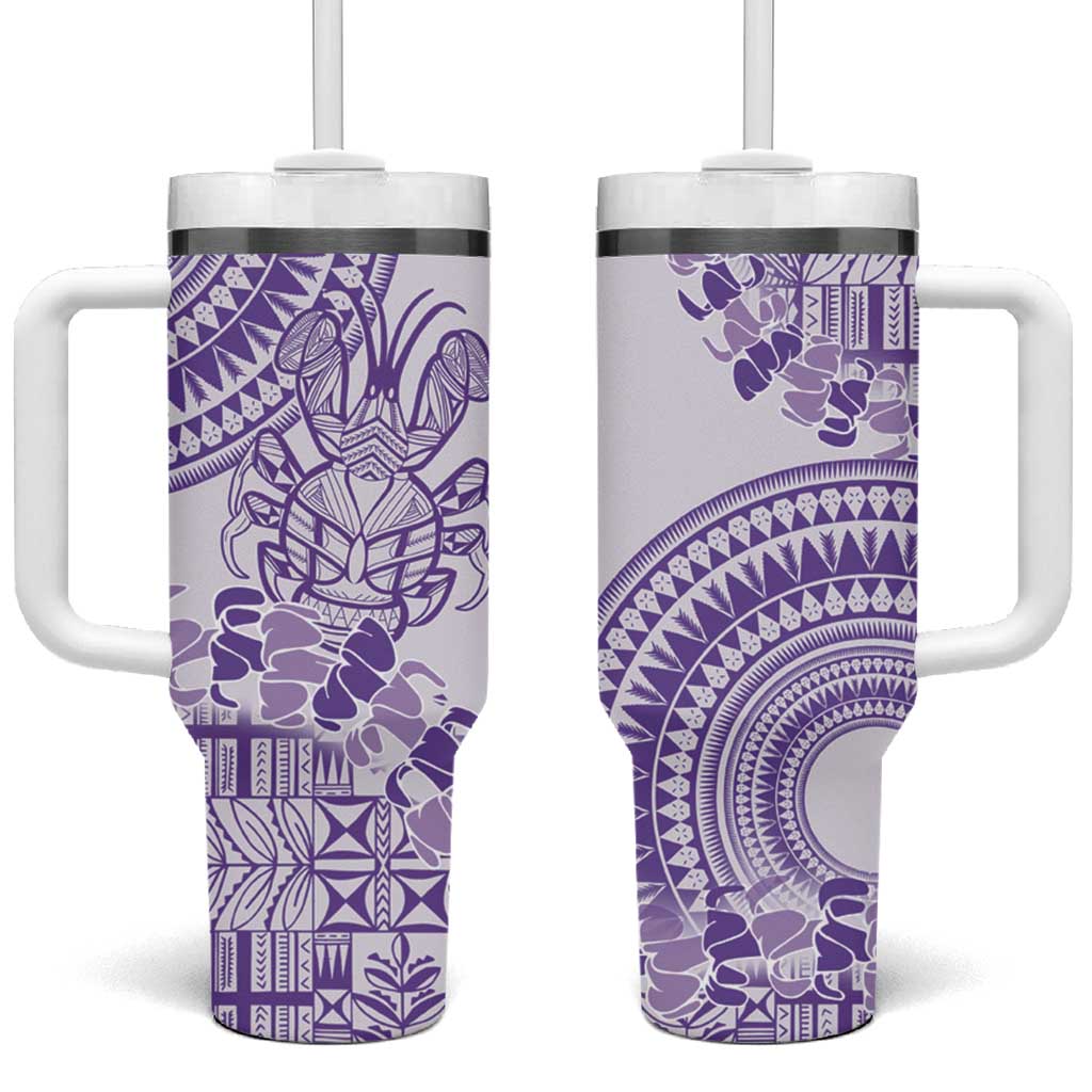 Purple Niue Language Week Tumbler With Handle The Rock Coconut Crab - Siapo Pattern LT14 One Size: 40 oz Purple - Polynesian Pride