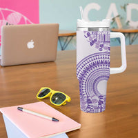 Purple Niue Language Week Tumbler With Handle The Rock Coconut Crab - Siapo Pattern LT14 - Polynesian Pride