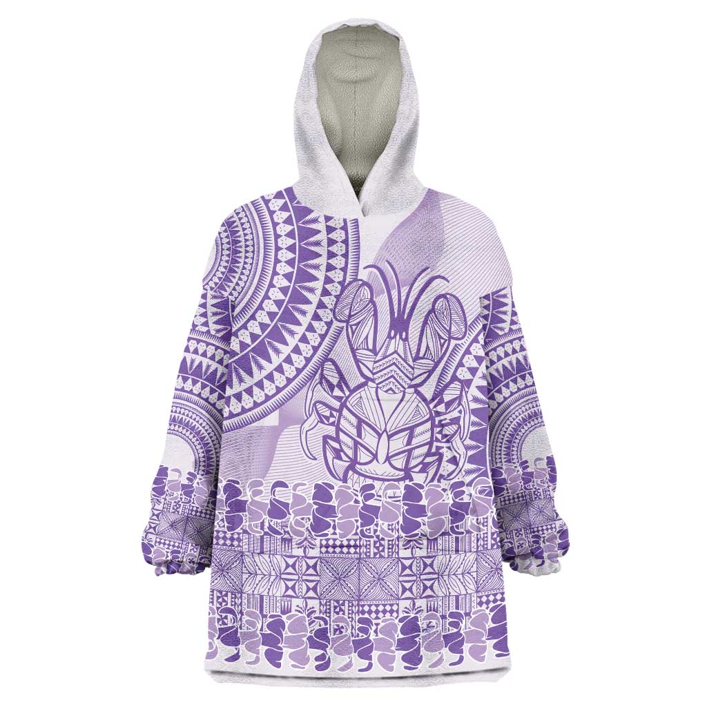 Purple Niue Language Week Wearable Blanket Hoodie The Rock Coconut Crab - Siapo Pattern