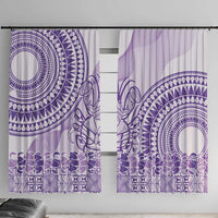 Purple Niue Language Week Window Curtain The Rock Coconut Crab - Siapo Pattern LT14 With Hooks Purple - Polynesian Pride
