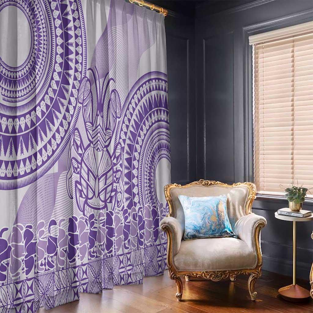 Purple Niue Language Week Window Curtain The Rock Coconut Crab - Siapo Pattern LT14 - Polynesian Pride