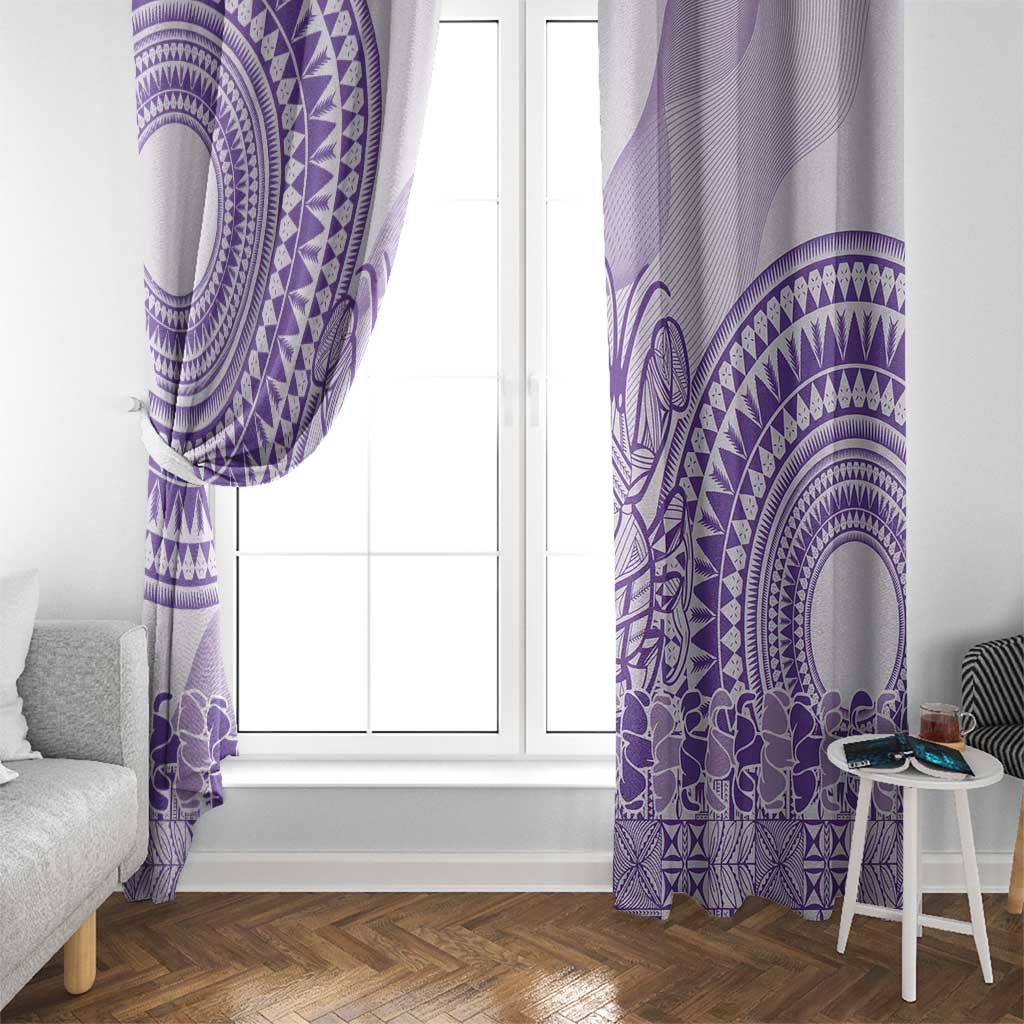 Purple Niue Language Week Window Curtain The Rock Coconut Crab - Siapo Pattern LT14 - Polynesian Pride