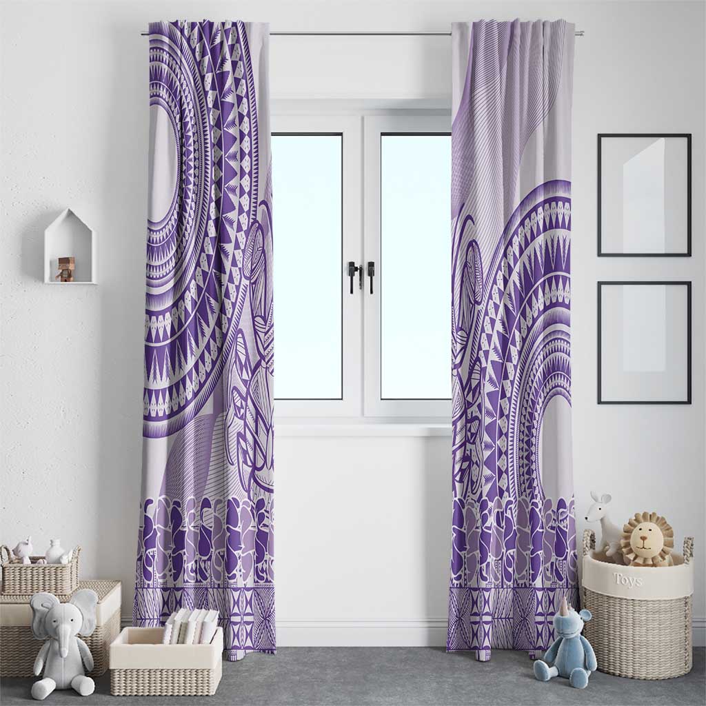 Purple Niue Language Week Window Curtain The Rock Coconut Crab - Siapo Pattern LT14 - Polynesian Pride