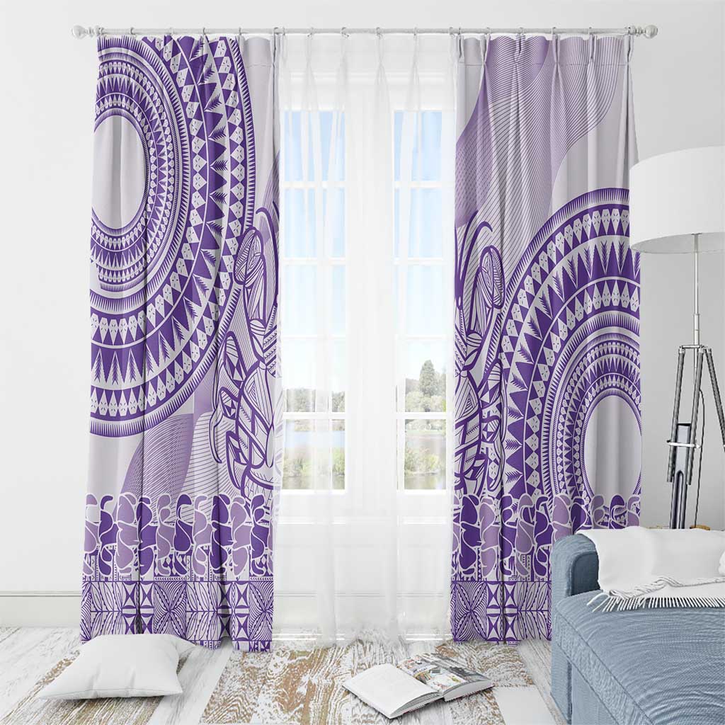 Purple Niue Language Week Window Curtain The Rock Coconut Crab - Siapo Pattern LT14 - Polynesian Pride