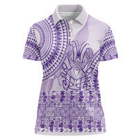 Purple Niue Language Week Women Polo Shirt The Rock Coconut Crab - Siapo Pattern