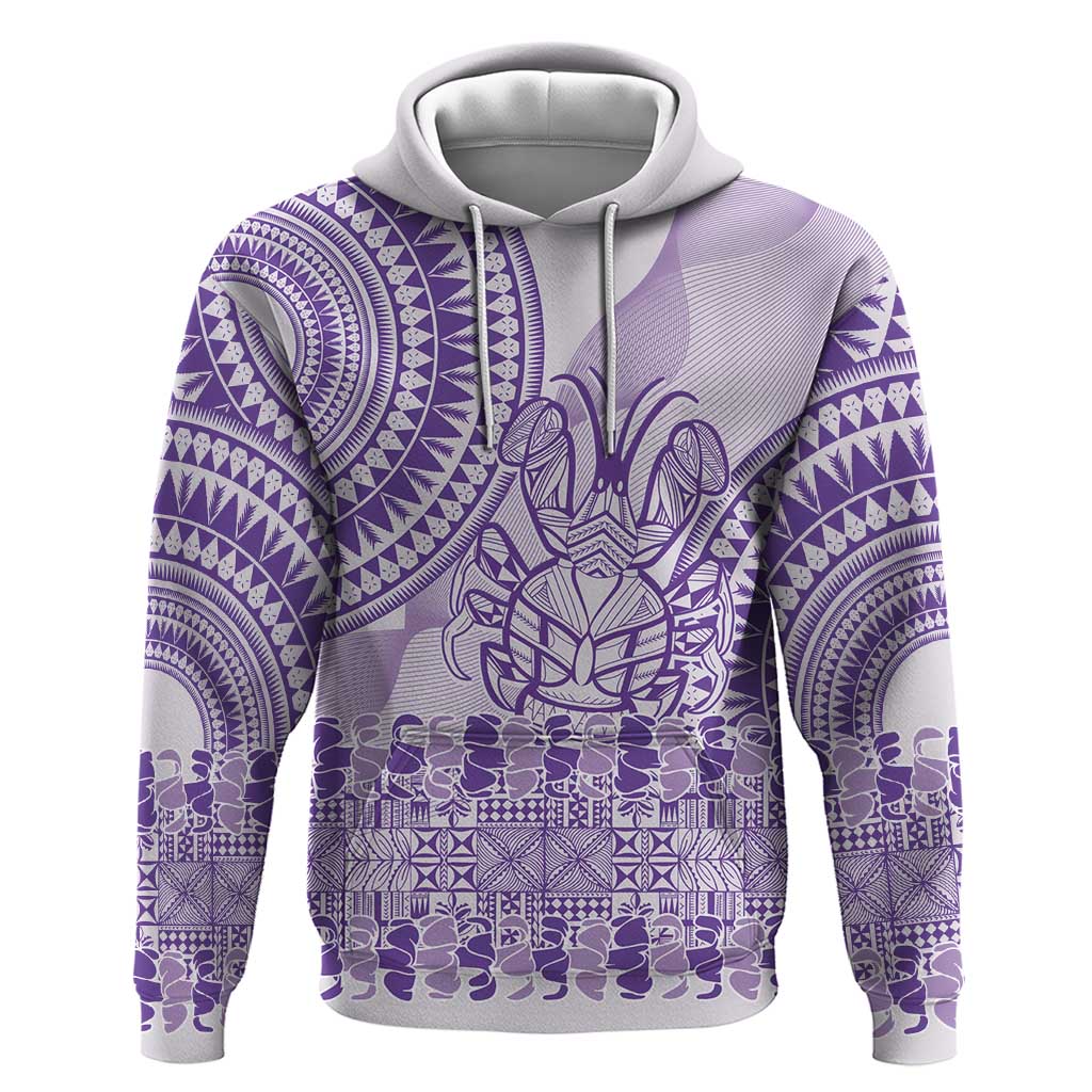 Purple Niue Language Week Zip Hoodie The Rock Coconut Crab - Siapo Pattern