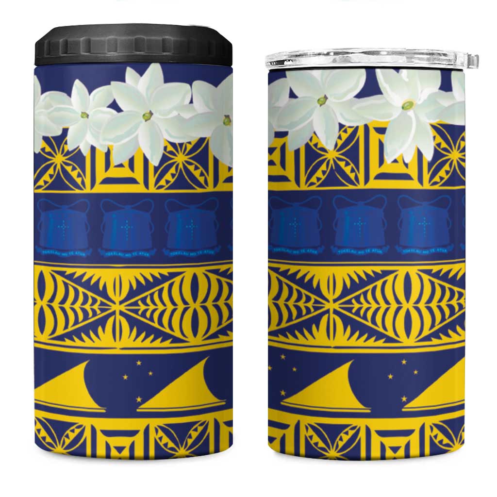 Tokelau Language Week 4 in 1 Can Cooler Tumbler Tokelauan Tuluma With Gardenia Thunbergia