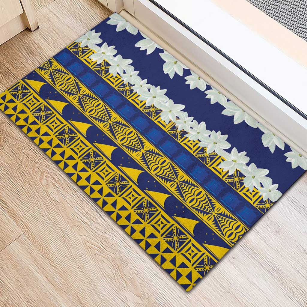 Tokelau Language Week Rubber Doormat Tokelauan Tuluma With Gardenia Thunbergia