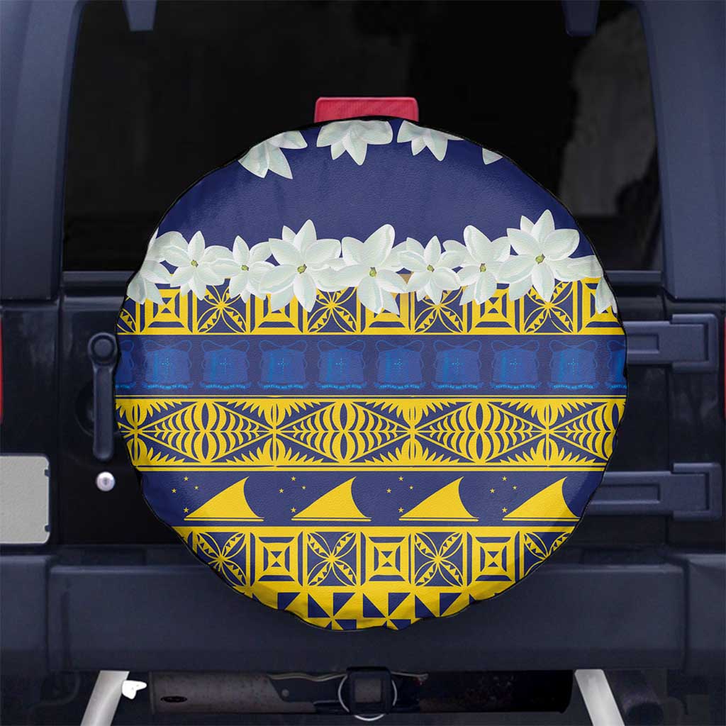Tokelau Language Week Spare Tire Cover Tokelauan Tuluma With Gardenia Thunbergia