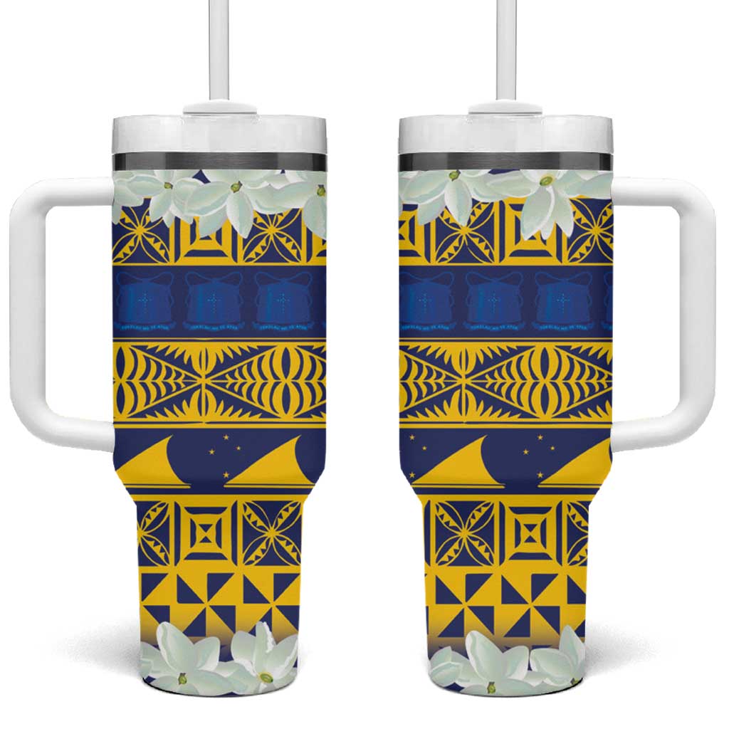 Tokelau Language Week Tumbler With Handle Tokelauan Tuluma With Gardenia Thunbergia