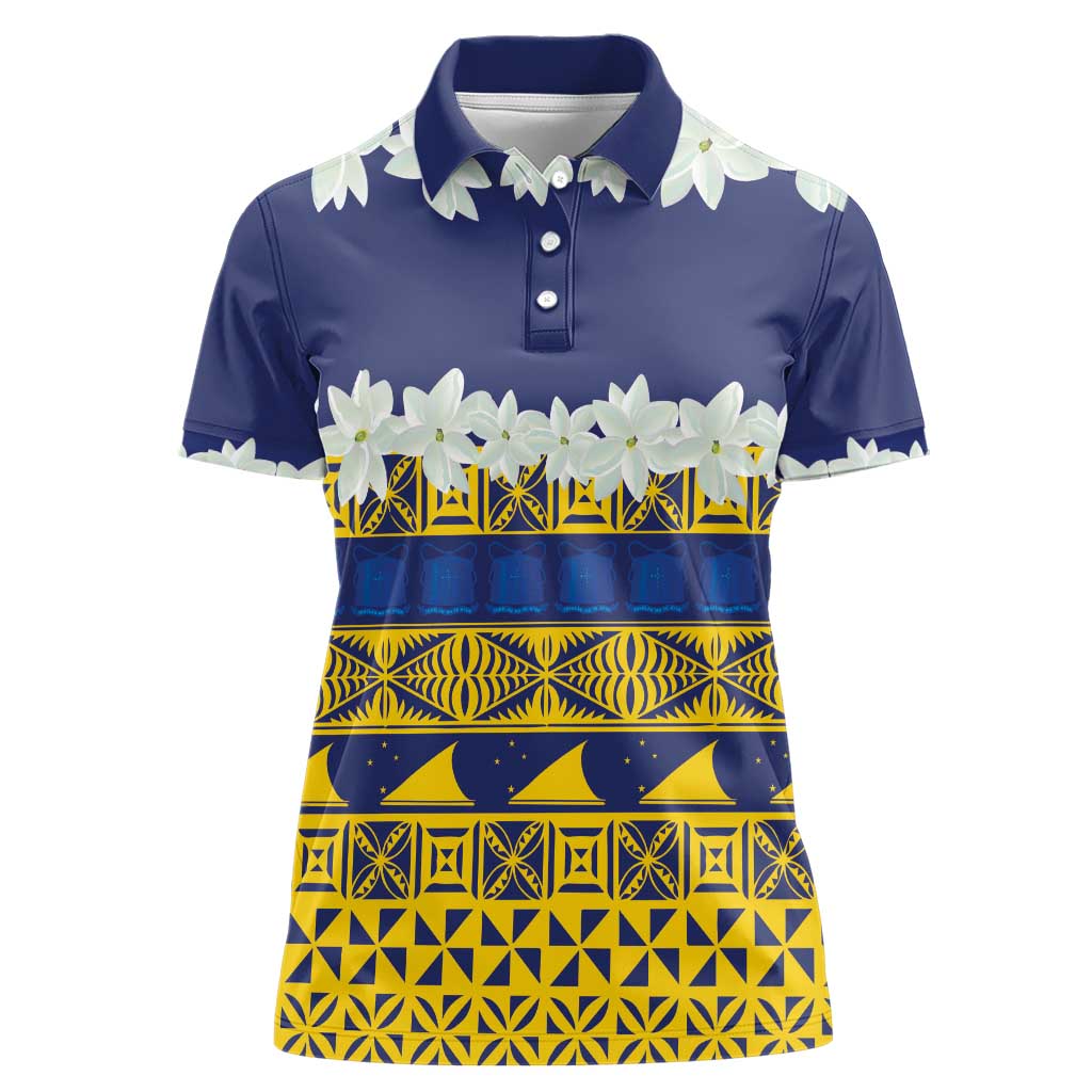 Tokelau Language Week Women Polo Shirt Tokelauan Tuluma With Gardenia Thunbergia