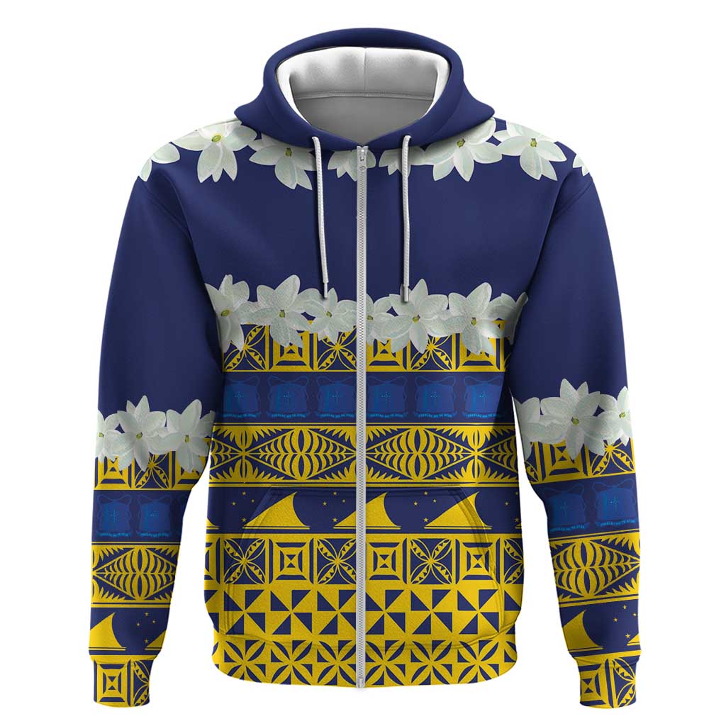 Tokelau Language Week Zip Hoodie Tokelauan Tuluma With Gardenia Thunbergia