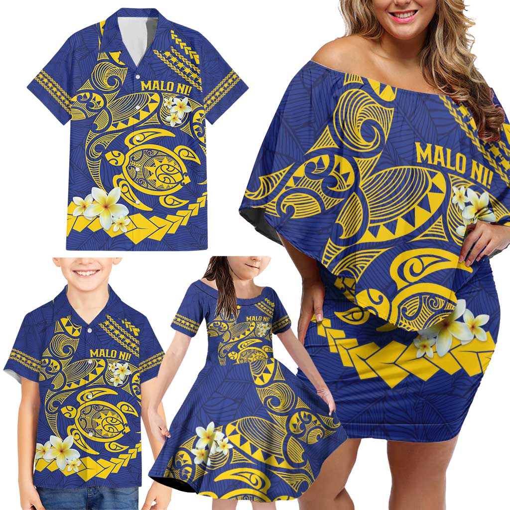 Te Vaiaho o te Gagana Tokelau Family Matching Off Shoulder Short Dress and Hawaiian Shirt Polynesian Turtle - Malo Ni!