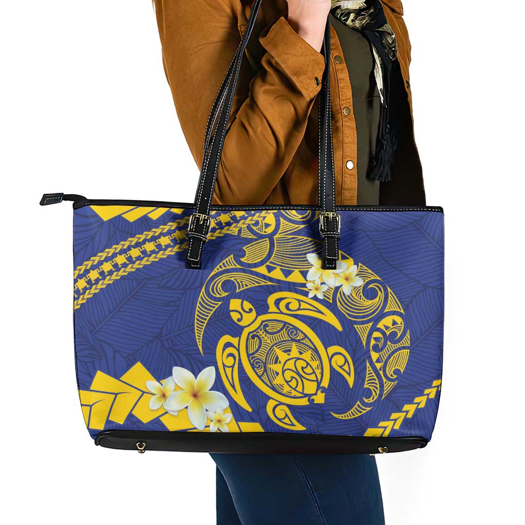 Te Vaiaho o te Gagana Tokelau Leather Tote Bag Polynesian Turtle - Malo Ni!
