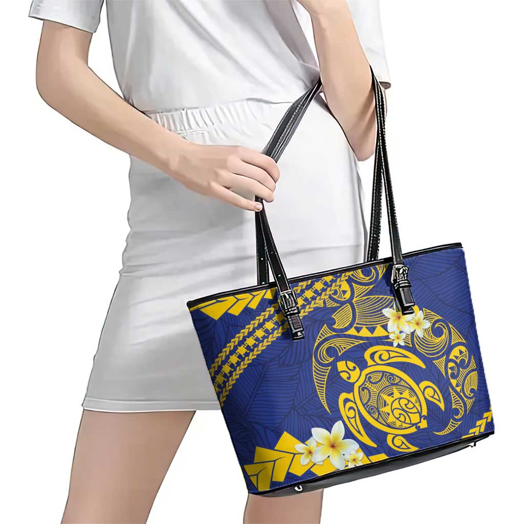 Te Vaiaho o te Gagana Tokelau Leather Tote Bag Polynesian Turtle - Malo Ni!