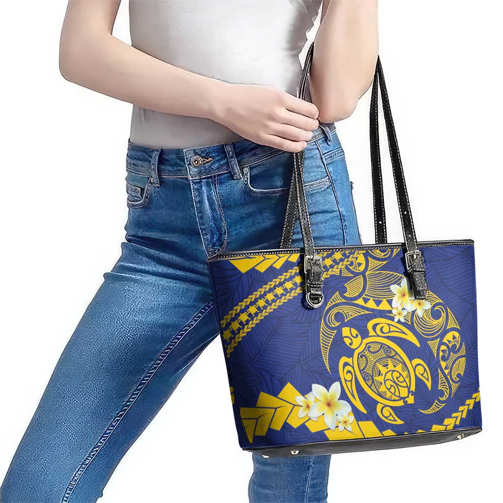 Te Vaiaho o te Gagana Tokelau Leather Tote Bag Polynesian Turtle - Malo Ni!