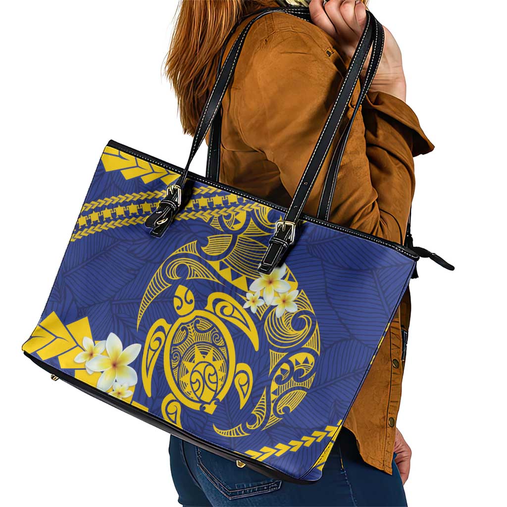 Te Vaiaho o te Gagana Tokelau Leather Tote Bag Polynesian Turtle - Malo Ni!