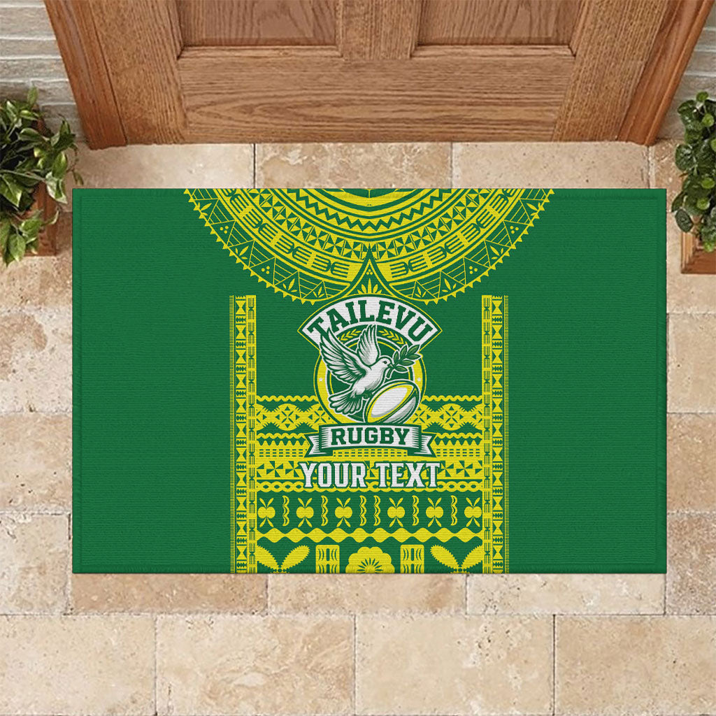 Fiji Tailevu Rugby Custom Rubber Doormat Go Champions Fijian Tapa Pattern LT14 Green - Polynesian Pride