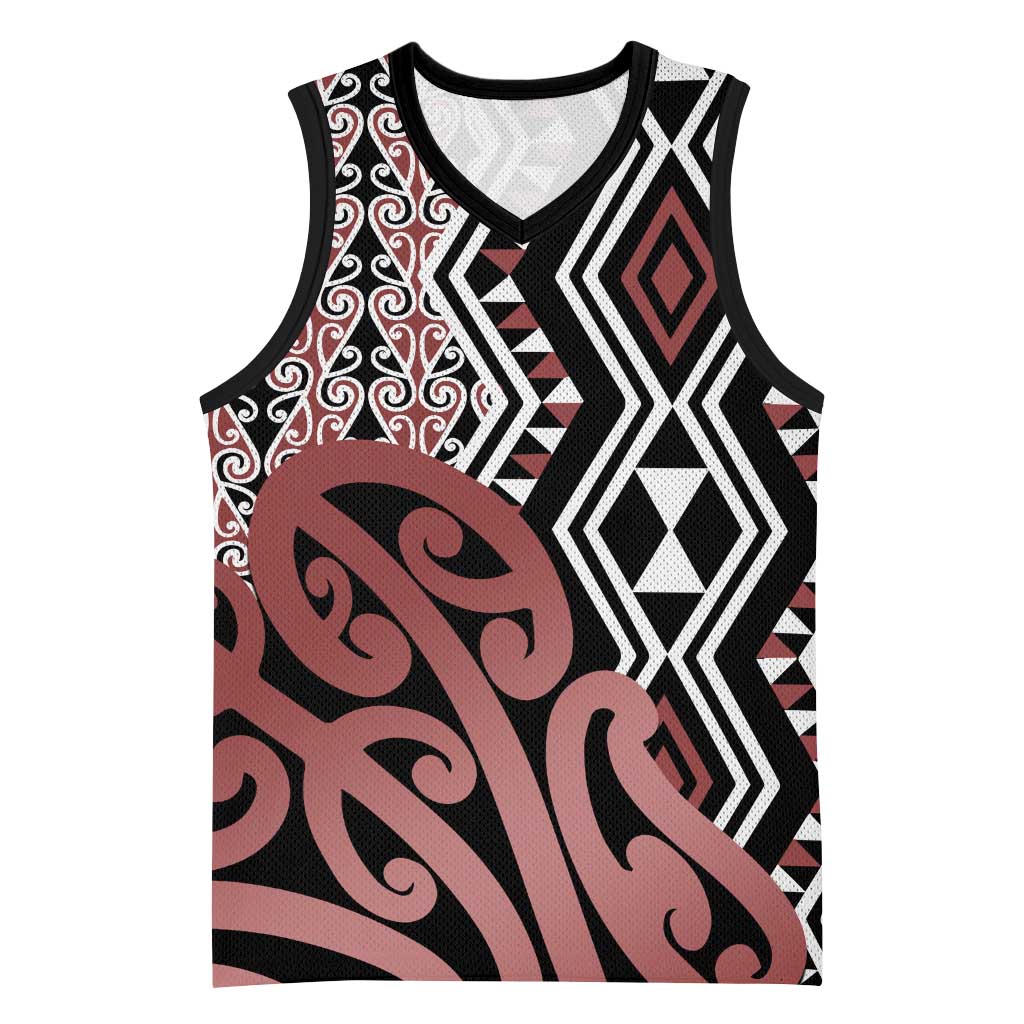 New Zealand Basketball Jersey Aotearoa Kowhaiwhai Mix Taniko Art - Polynesian Pride