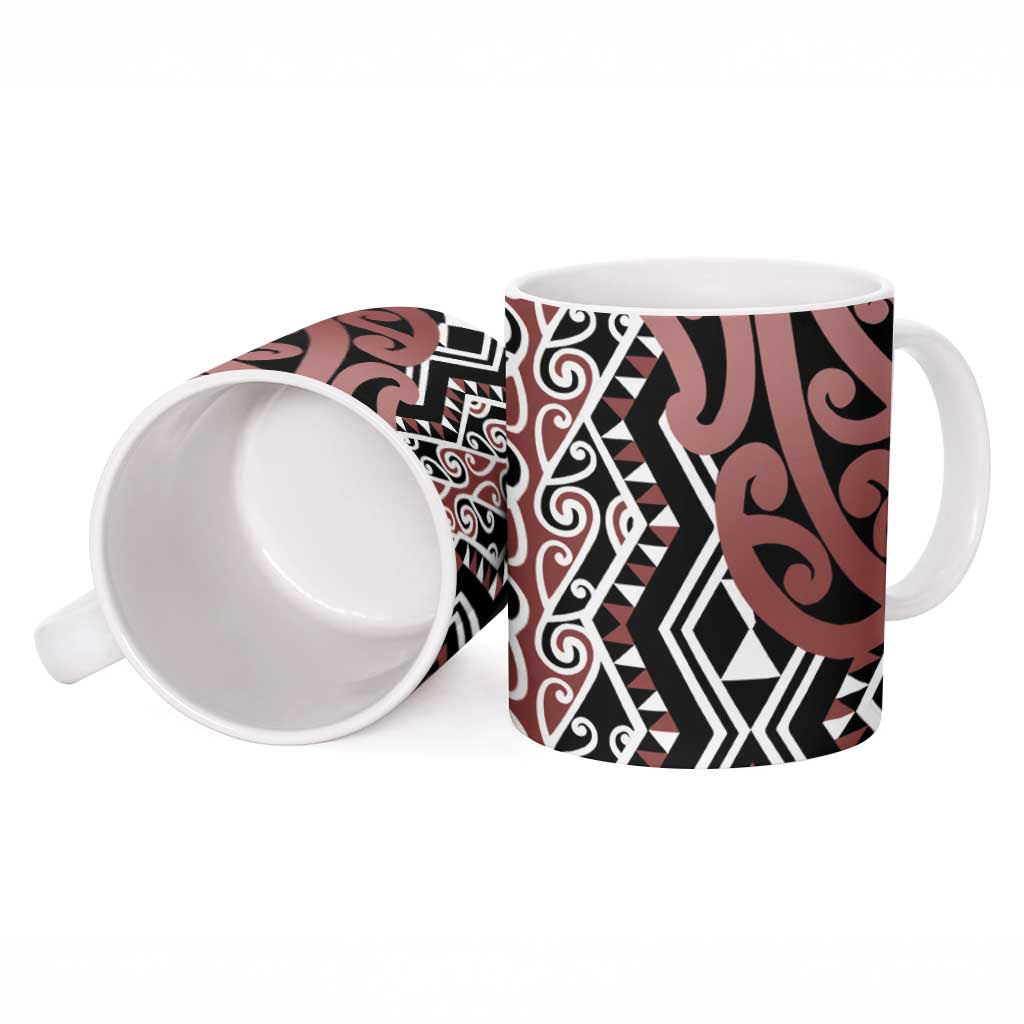 New Zealand Ceramic Mug Aotearoa Kowhaiwhai Mix Taniko Art - Polynesian Pride