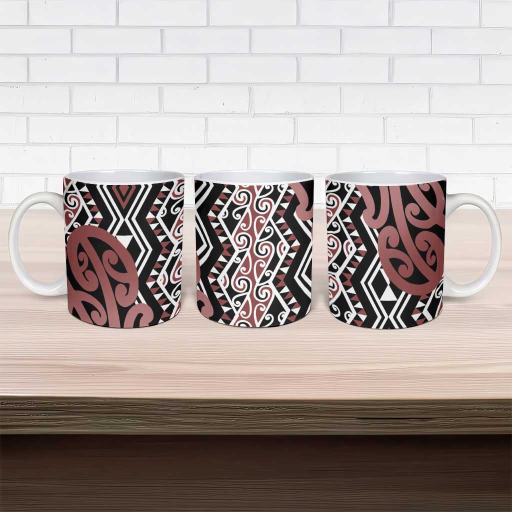 New Zealand Ceramic Mug Aotearoa Kowhaiwhai Mix Taniko Art - Polynesian Pride