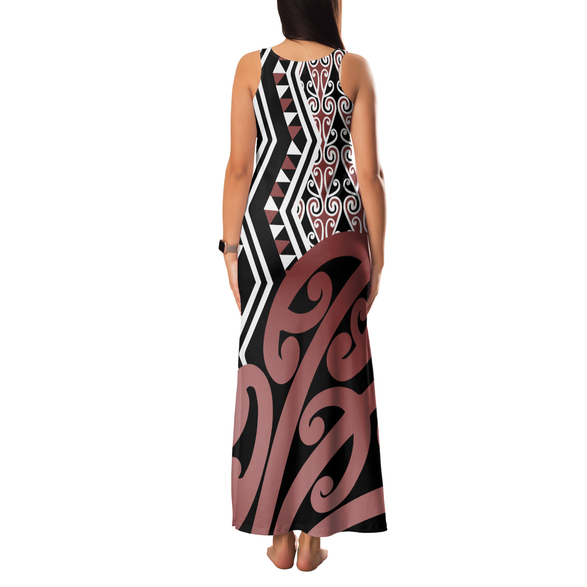 New Zealand Family Matching Tank Maxi Dress and Hawaiian Shirt Aotearoa Kowhaiwhai Mix Taniko Art LT14 - Polynesian Pride