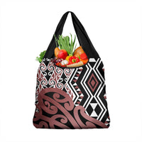 New Zealand Grocery Bag Aotearoa Kowhaiwhai Mix Taniko Art LT14 1-pack One Size Brown - Polynesian Pride