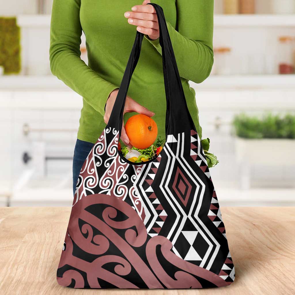 New Zealand Grocery Bag Aotearoa Kowhaiwhai Mix Taniko Art LT14 - Polynesian Pride