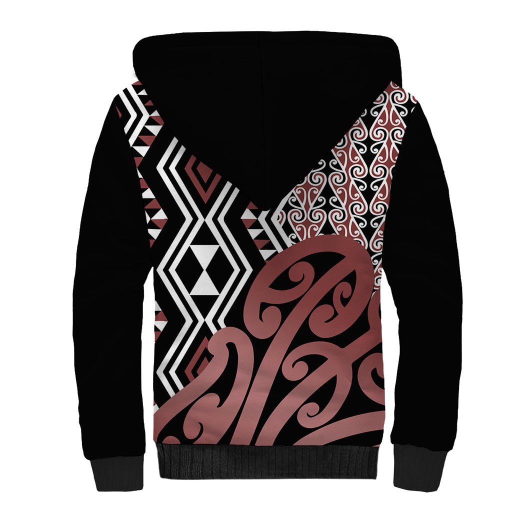 New Zealand Sherpa Hoodie Aotearoa Kowhaiwhai Mix Taniko Art LT14 - Polynesian Pride