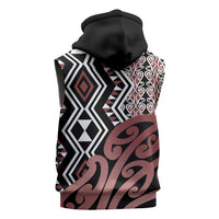 New Zealand Sleeveless Hoodie Aotearoa Kowhaiwhai Mix Taniko Art - Polynesian Pride