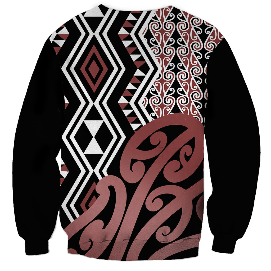 New Zealand Sweatshirt Aotearoa Kowhaiwhai Mix Taniko Art LT14 - Polynesian Pride