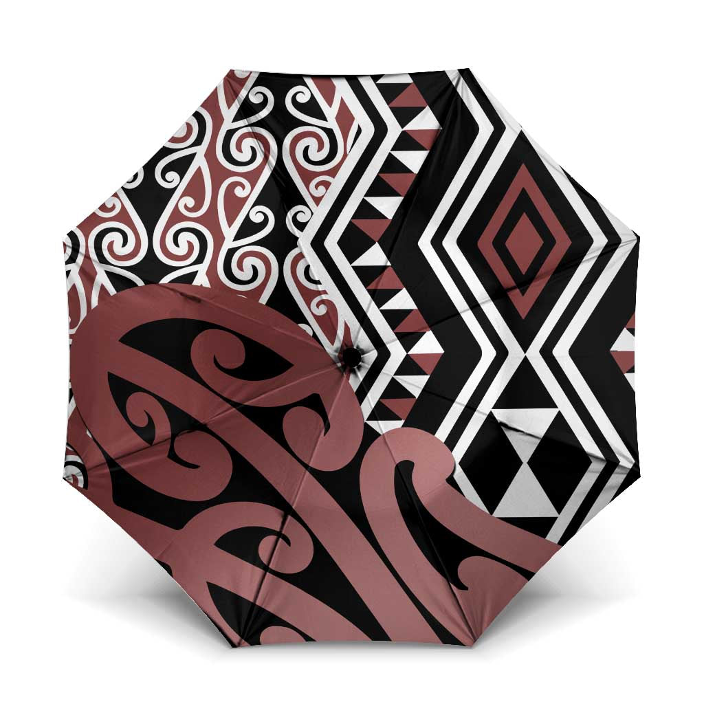 New Zealand Umbrella Aotearoa Kowhaiwhai Mix Taniko Art - Polynesian Pride