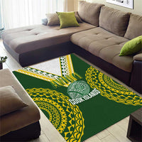 Avaiki Cook Islands Rugby Area Rug Kuki Airani Tatau Green - Polynesian Pride