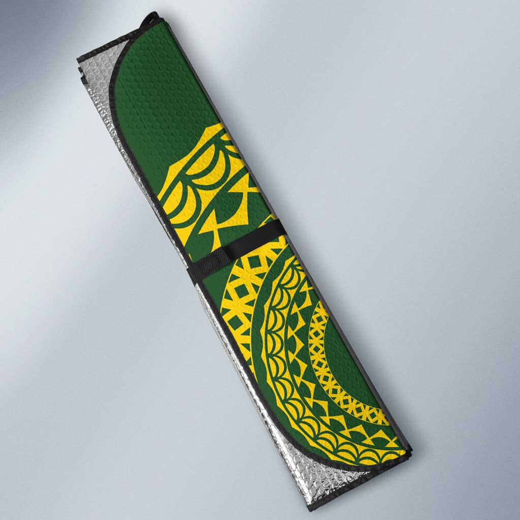 Avaiki Cook Islands Rugby Auto Sun Shade Kuki Airani Tatau Green - Polynesian Pride