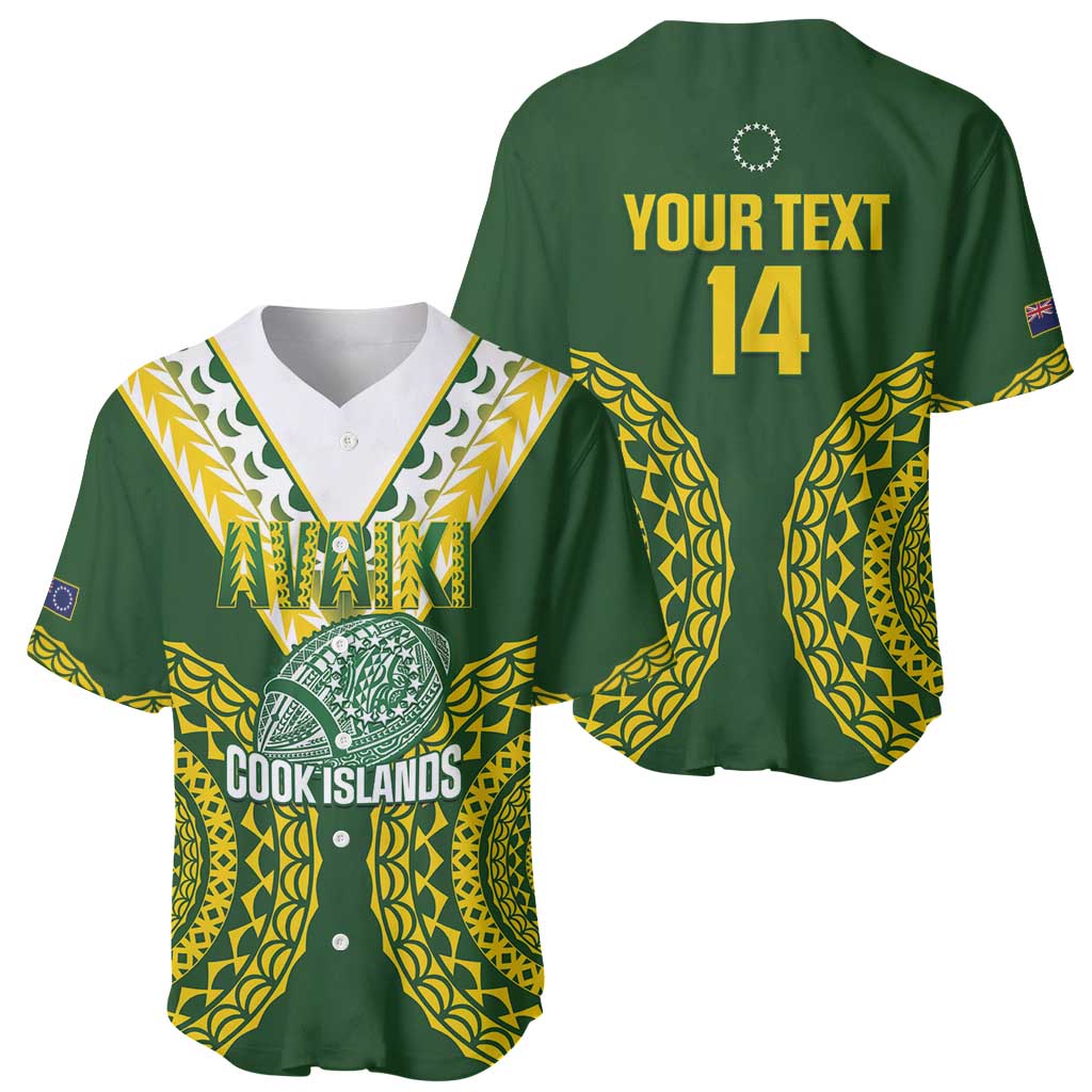 Custom Avaiki Cook Islands Rugby Baseball Jersey Kuki Airani Tatau Green - Polynesian Pride