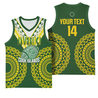 Custom Avaiki Cook Islands Rugby Basketball Jersey Kuki Airani Tatau Green - Polynesian Pride