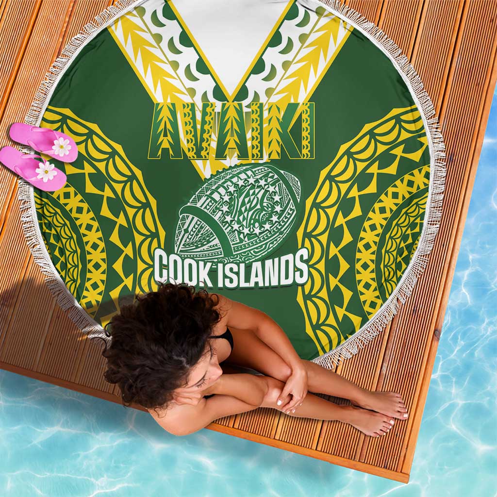 Avaiki Cook Islands Rugby Beach Blanket Kuki Airani Tatau Green - Polynesian Pride