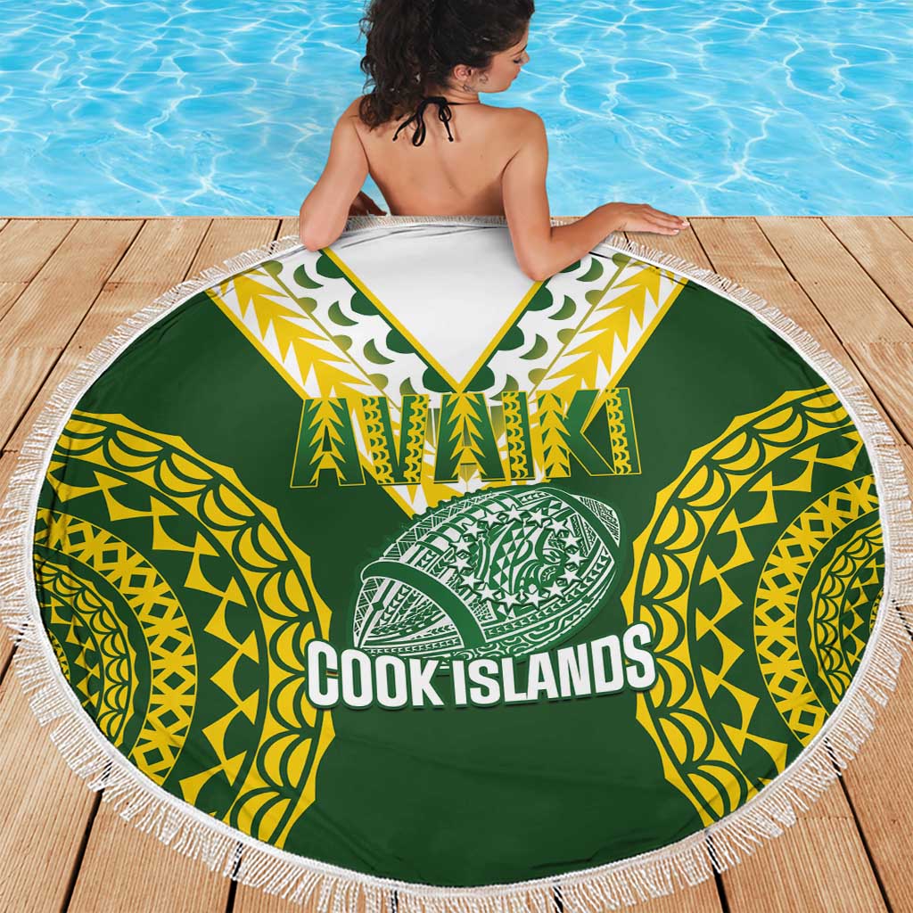 Avaiki Cook Islands Rugby Beach Blanket Kuki Airani Tatau Green - Polynesian Pride