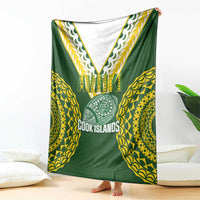 Avaiki Cook Islands Rugby Blanket Kuki Airani Tatau Green - Polynesian Pride