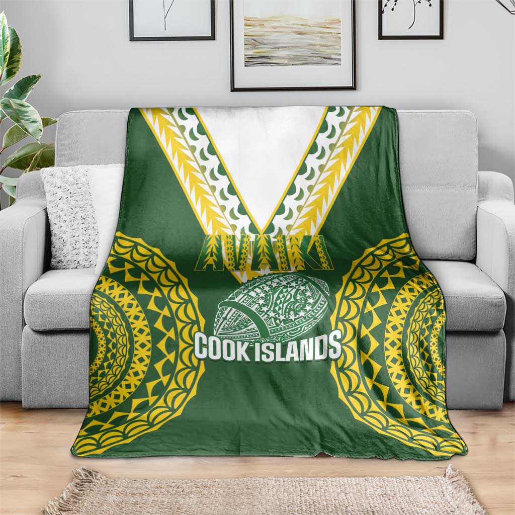 Avaiki Cook Islands Rugby Blanket Kuki Airani Tatau Green - Polynesian Pride
