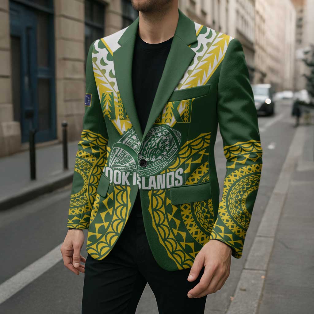 Custom Avaiki Cook Islands Rugby Blazer Kuki Airani Tatau Green - Polynesian Pride