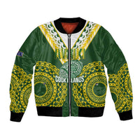Custom Avaiki Cook Islands Rugby Bomber Jacket Kuki Airani Tatau Green - Polynesian Pride