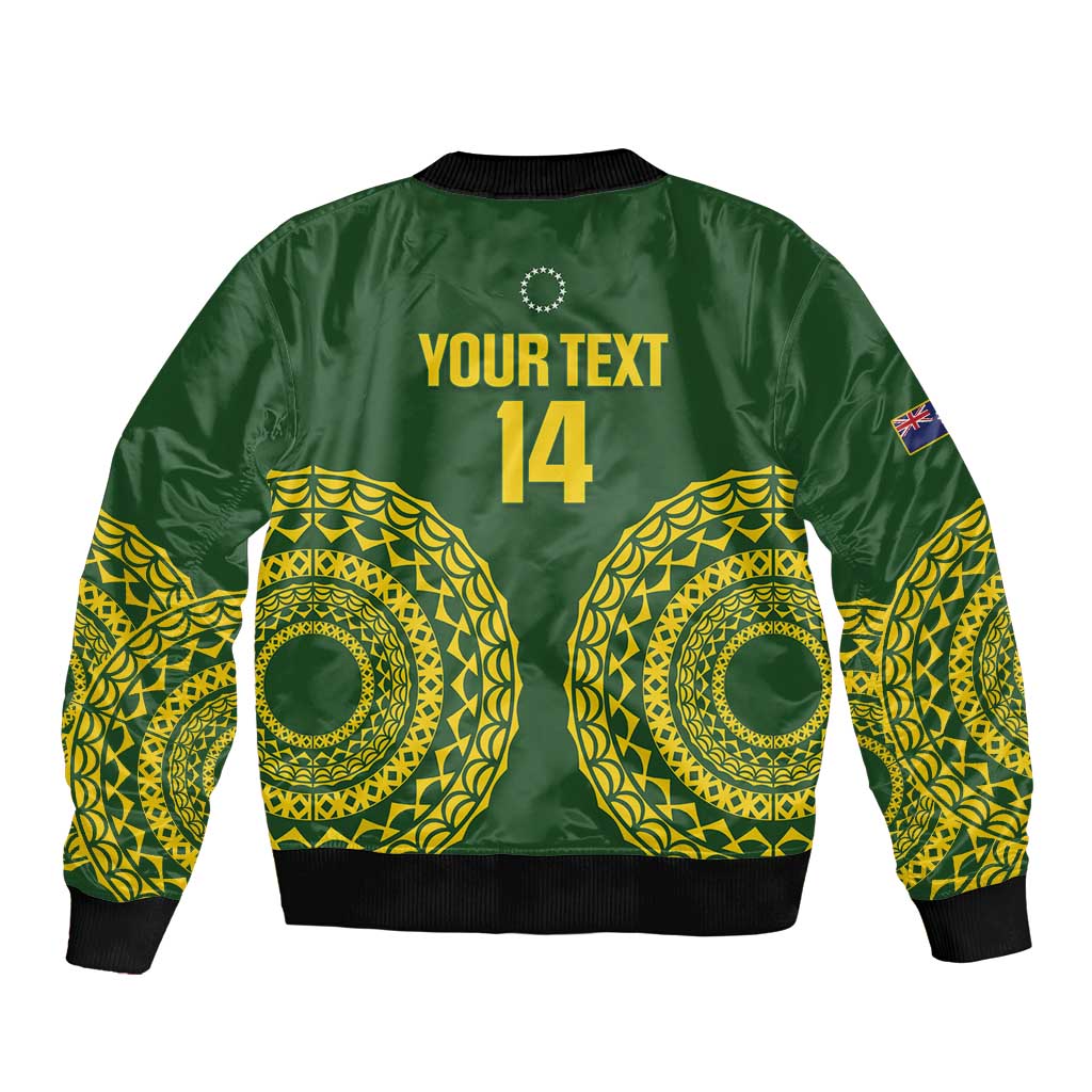 Custom Avaiki Cook Islands Rugby Bomber Jacket Kuki Airani Tatau Green - Polynesian Pride
