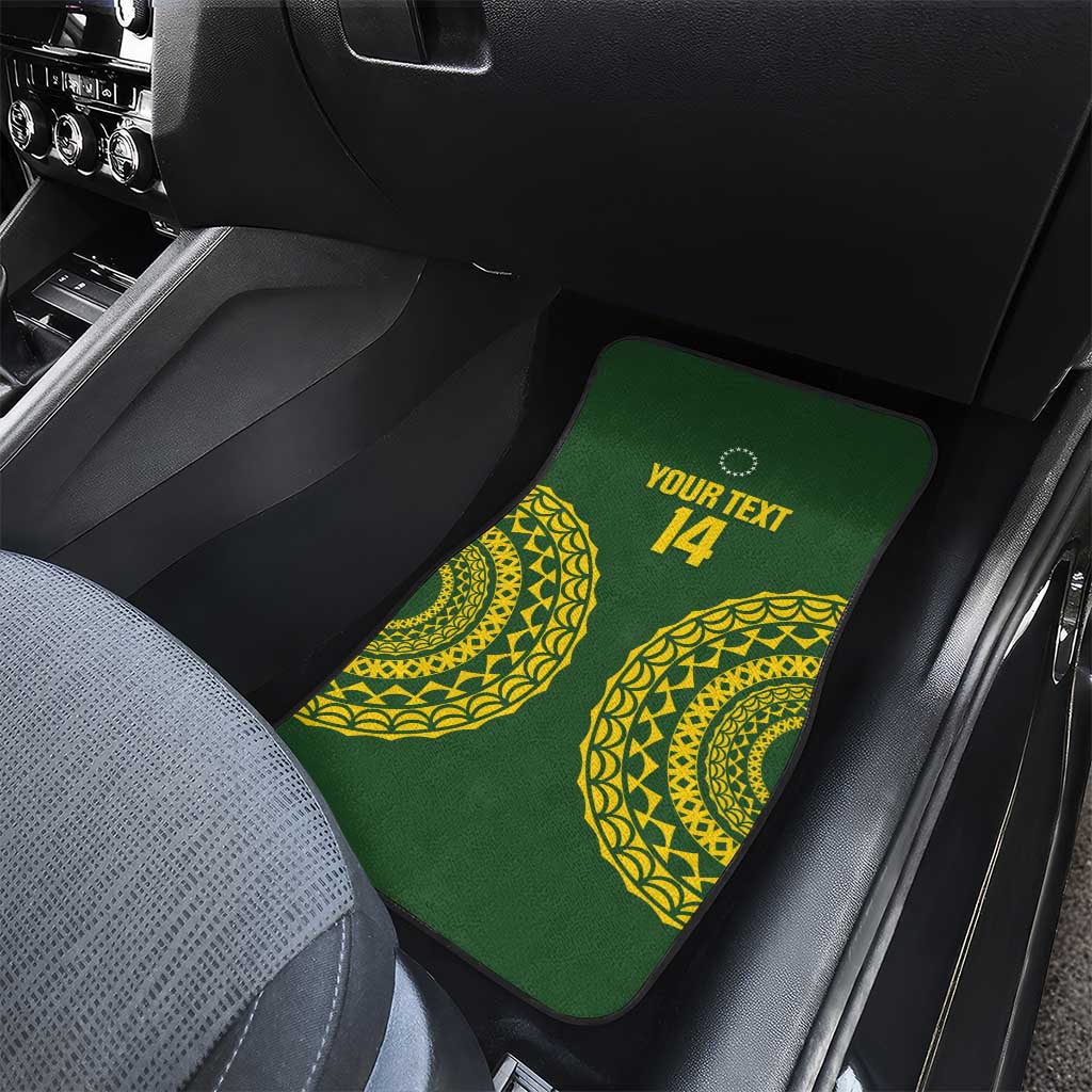 Custom Avaiki Cook Islands Rugby Car Mats Kuki Airani Tatau Green - Polynesian Pride