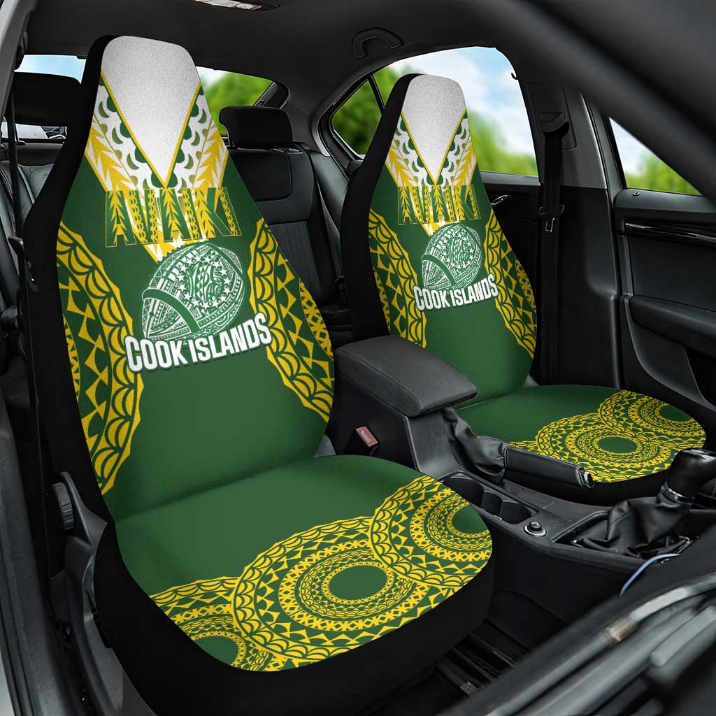 Avaiki Cook Islands Rugby Car Seat Cover Kuki Airani Tatau Green - Polynesian Pride